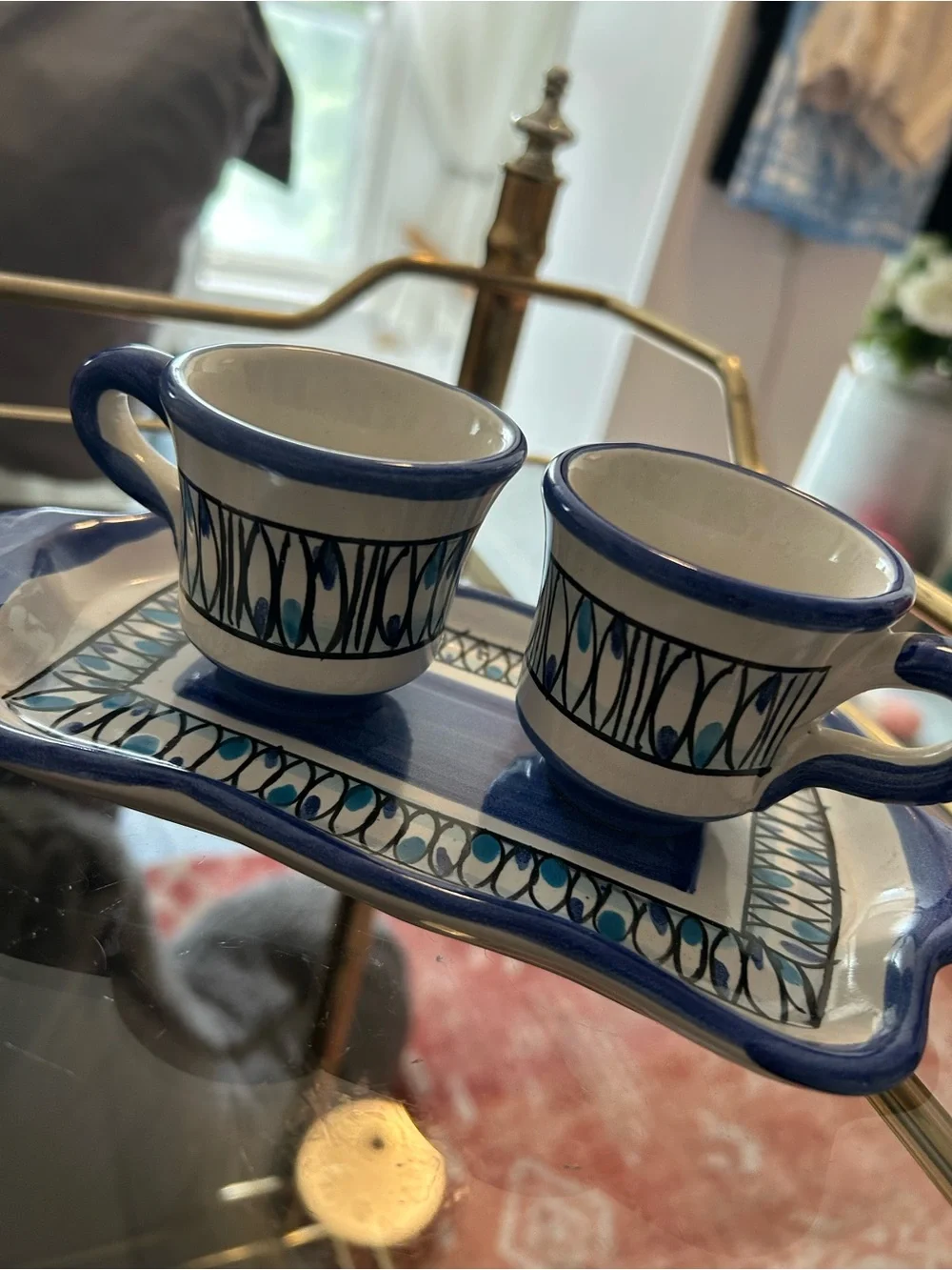 VINTAGE ITALIAN Ceramic Espresso Cup & Saucer Set - Artisan Style, GORGEOUS